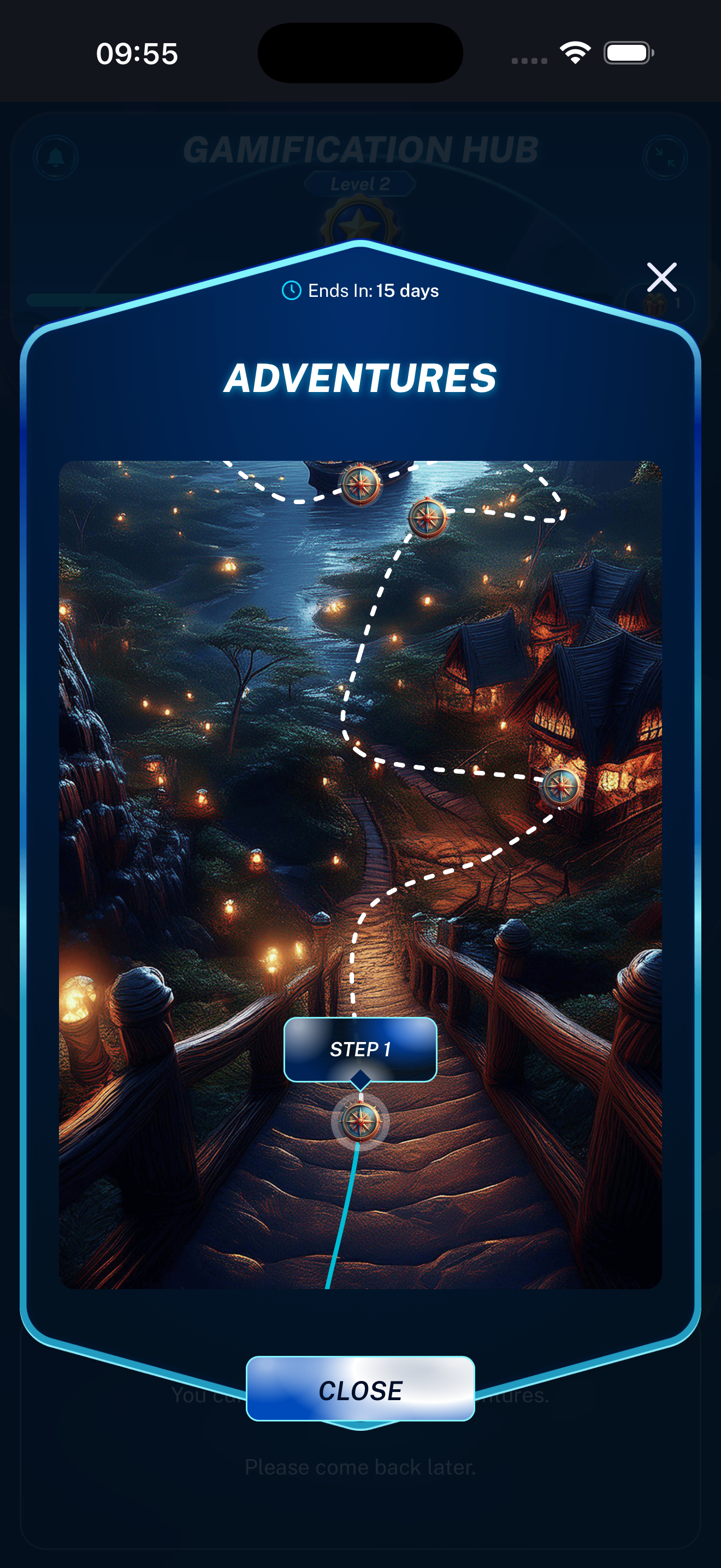 Adventure map displayed on a mobile phone
